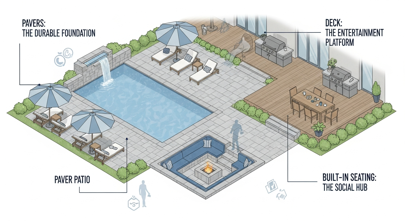 Outdoor kitchen with grill and pergola | outdoor kitchen trends | Creative Pavers